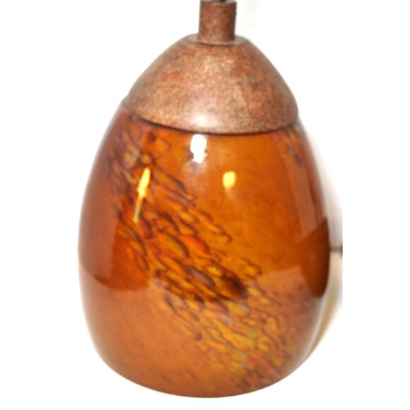 Set Of 2 Hampton Bay Hanging Ceiling Lights Amber Art Glass Shades Home Lighting - Picture 3 of 8